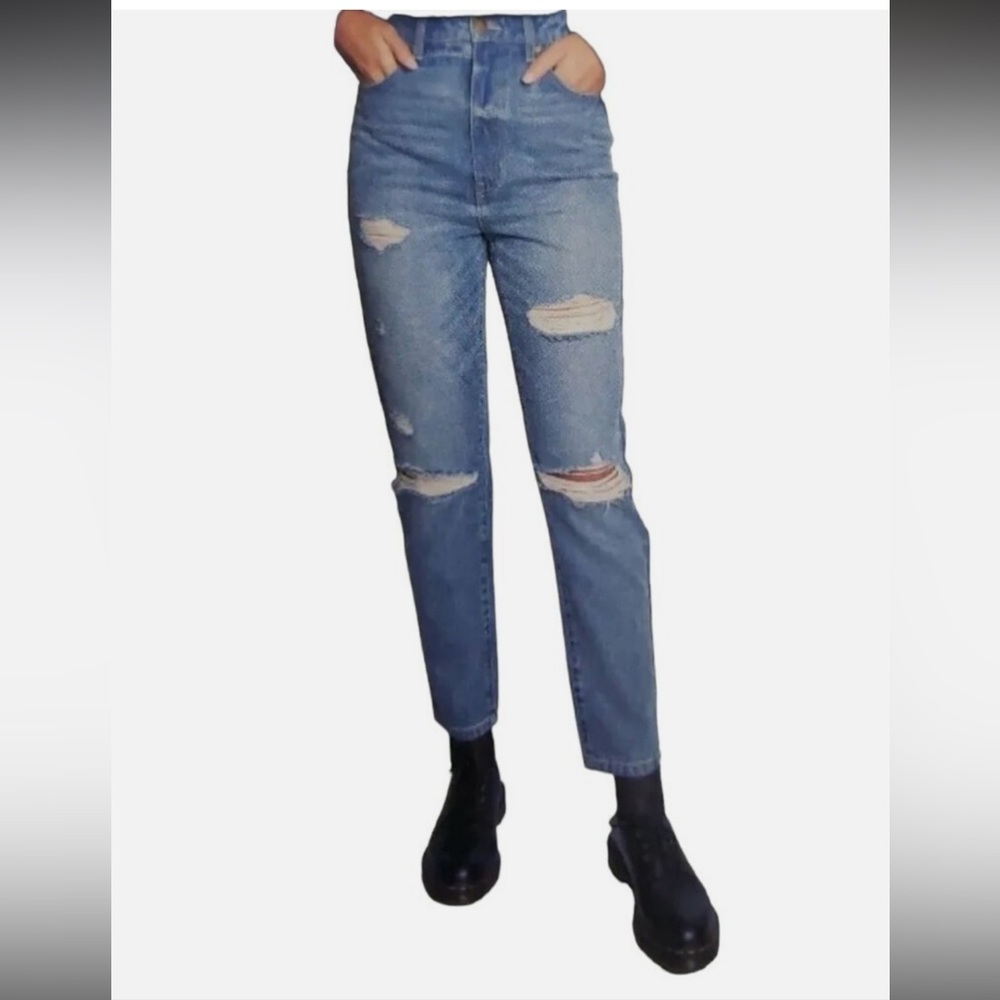 Indigo Rising High Rise Distressed Step Mom Jeans